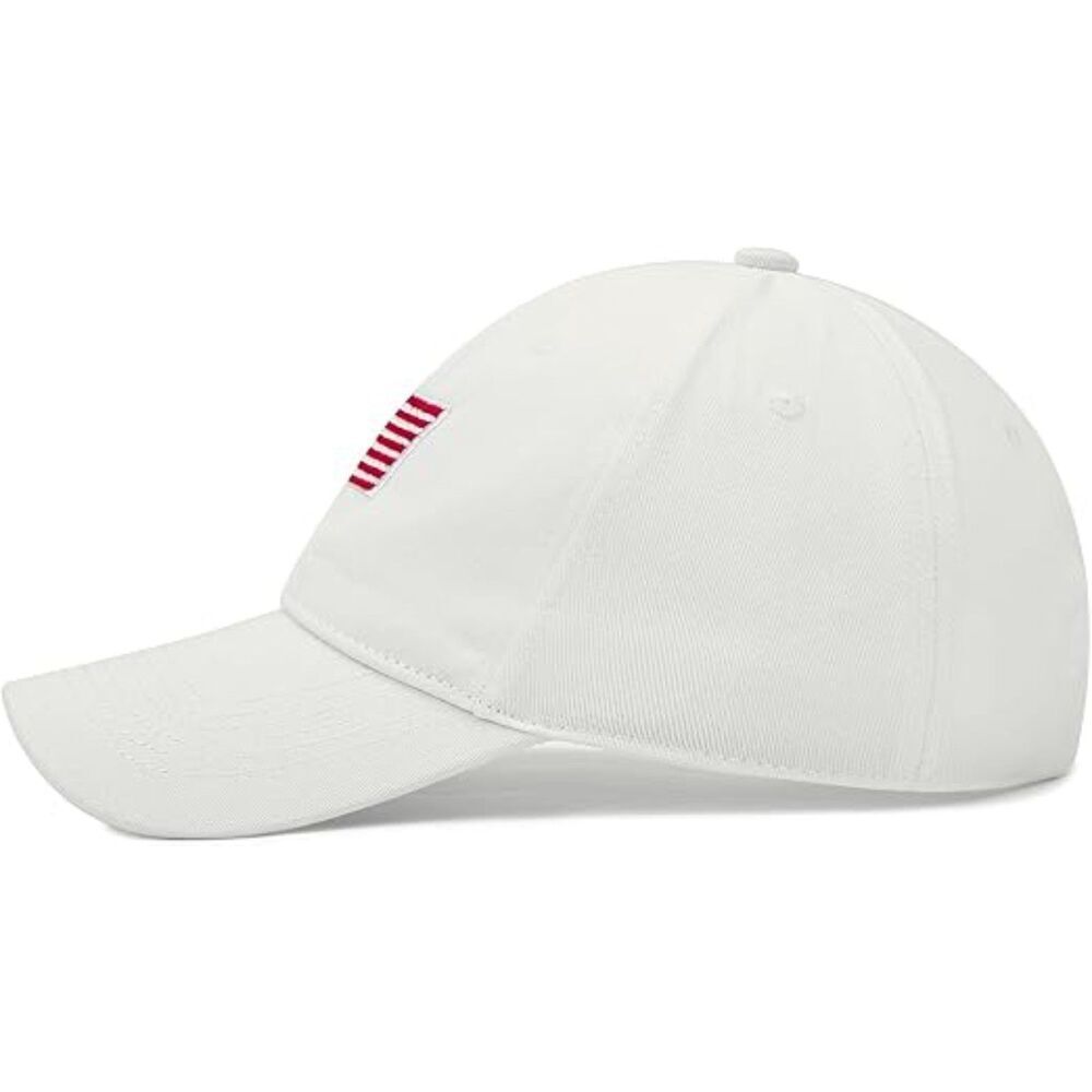 Unisex White American Flag 100% Cotton Adjustable Size Classic Baseball Caps - Picture 3 of 3